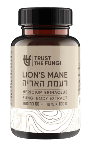 פטריית רעמת האריה | מיצוי 100 גופי פרי | בשיטת FBE | מכיל 60 כמוסות |