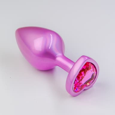 פלאג מתכת פנינה ורודה יהלום לב ורוד