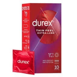 דורקס THIN FEEL EXTRA LUBE קונדומים דקים בתוספת חומר סיכה לתחושה אינטימית