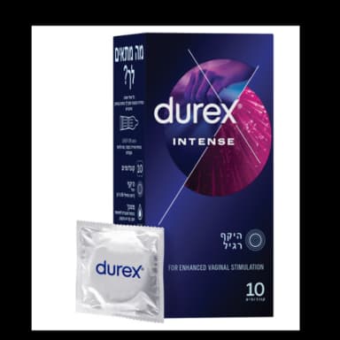 קונדומים Intense עם צלעות ונקודות בתוספת חומר סיכוך