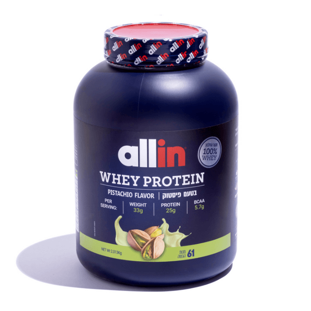 אבקת חלבון WHEY בטעם פיסטוק משקל 2013 קג 61 מנות אול אין