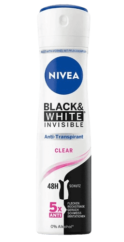 דאודורנט ניוואה דאו ספריי אישה | בלאק אנד וויט Black White | עד 72 שעות | מכיל 150 מל | ניוואה - Nivea