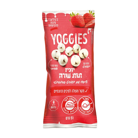 יוגיז תות שדה חטיף עם פרי אמיתי בציפוי יוגורט פרוביוטי | YOGGIES