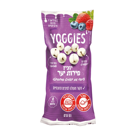 יוגיז פירות יער - חטיף עם פרי אמיתי בציפוי יוגורט פרוביוטי | YOGGIES