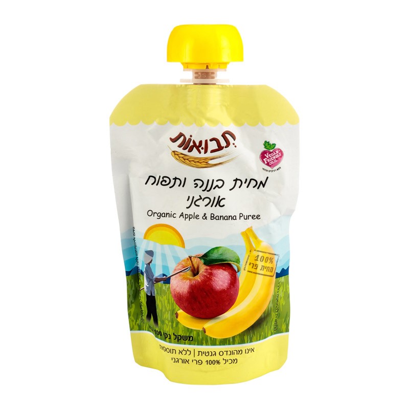 מחית בננה ותפוח אורגני 100 ג