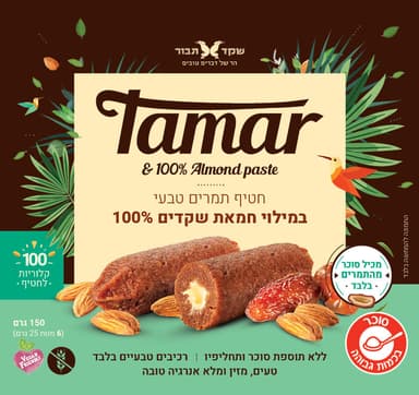 חטיף תמרים במילוי חמאת שקדים - מרכיבים טבעיים בלבד