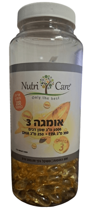 אומגה 3 | 1000 מג שמן דגים | 200 כמוסות | נוטרי קר