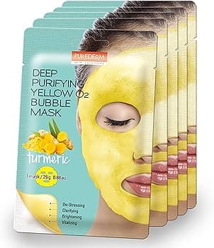 Deep Face Cleansing Oxygen Mask Turmeric Purederm Deep Purifying Yellow O2 Bubble Mask