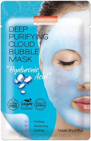 מסיכת בועות לעור הפנים עם חומצה היאלורונית