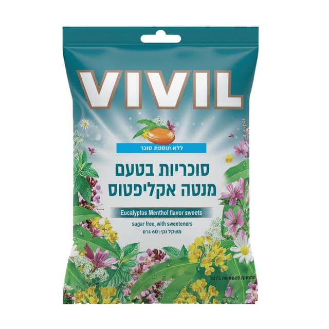ויויל - ויויל סוכריות ללא תוספת סוכר בטעם אקליפטוס מנטה