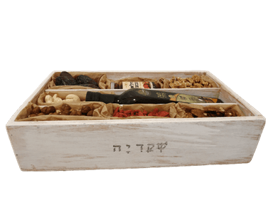 מארז פירות יבשים באריזת עץ | סלסלת פירות יבשים