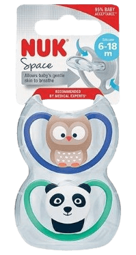 נוק | זוג מוצצים | 6 עד 18 חודשים | מומלץ על ידי רופאים ומיילדות | אינו מפריע להנקה | עיצוב משופר