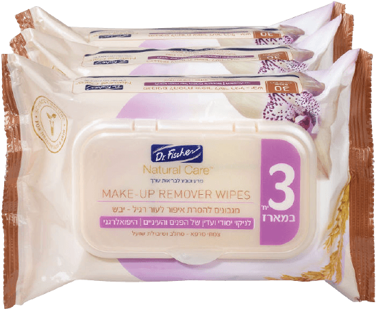 דר פישר | נטורל קר | מגבונים להסרת איפור | לעור רגיל יבש | שלישייה