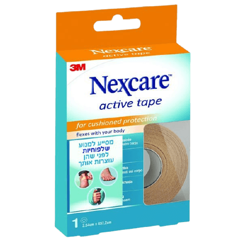 אקטיב טייפ | מרפד ומגן מפני חיכוך | מסייע למנוע שלפוחיות | מתכווץ ונמתח בהתאם לתנועות הגוף