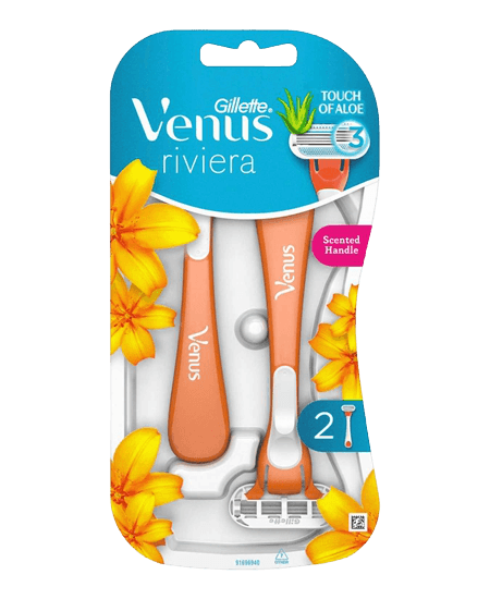 גילט | ונוס | ריביירה סכיני גילוח חד פעמיים עם אלוורה