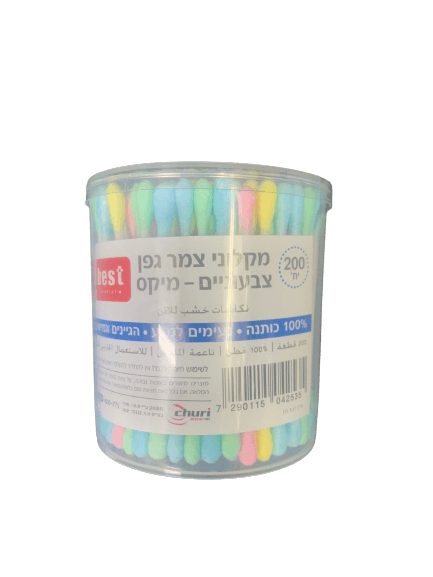 מקלוני צמר גפן | צבעוניים | מיקס | 200 יחידות
