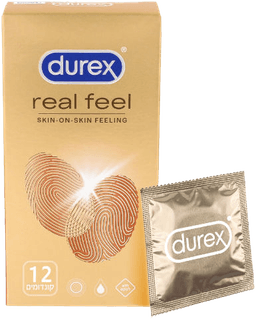 דורקס | קונדומים real feel | ללא לטקס | לתחושה נוחה יותר | מכיל 12 יחידות
