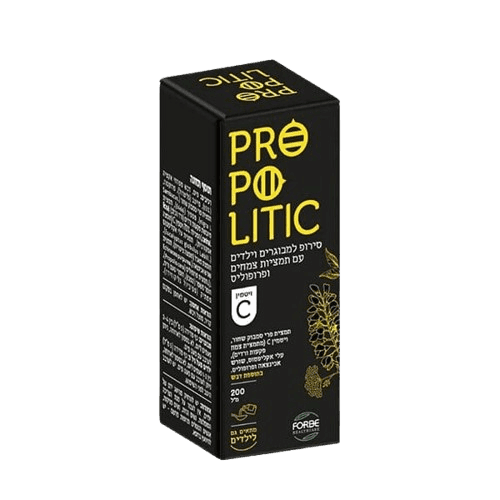 פרופוליס | סירופ למבוגרים וילדים | תמצית פרי סמבוק שחור | ויטמין C | עלי אקליפטוס | שורש אכינצאה | בתוספת דבש | מכיל 200 מל |