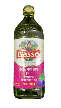שמן זרעי ענבים מזוכך | מכיל 1 ליטר | מבית באסו | כשר פרווה