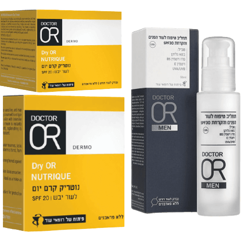 דוקטור עור | תחליב טיפוח לעור הפנים והקרחת | פלוס | נוטריק קרם יום לעור יבש | מבצע מארז | מבית ד"ר עור
