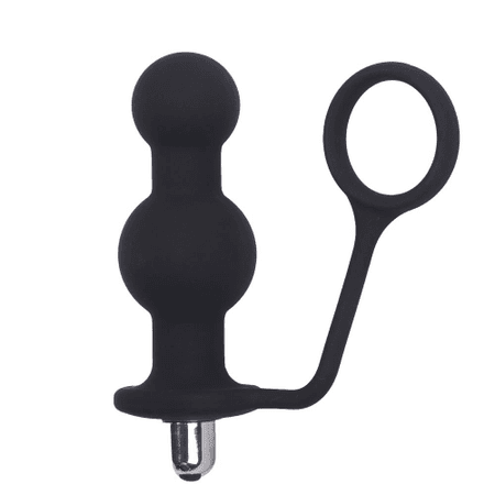 זוג כדורים אנאלים רוטטים עם טבעת מסיליקון | אביזרי מין