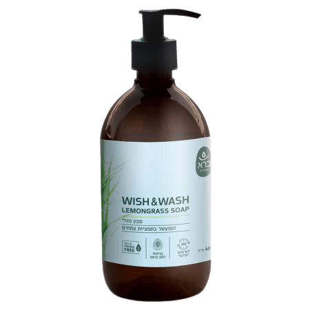 סבון נוזלי | בניחוח למון גראס | מועשר בתמציות צמחים | לשימוש יומיומי | ללא SLS | ללא פראבנים וסולפטים | מכיל 480 מל | מבית ברא צמחים