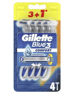 סכין גילוח | מבית גילט | מכיל 4 סכיני גילוח | חד פעמיים | בלו 3 קומפורט