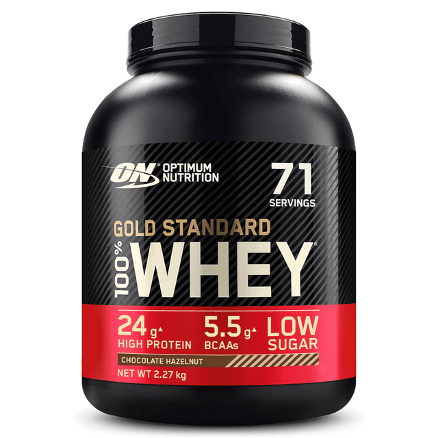 OPTIMUM NUTRITION - GOLD STANDARD 100 WHEY | אבקת חלבון אופטימום נוטרישן בטעם שוקולד אגוזי לוז 227 קג