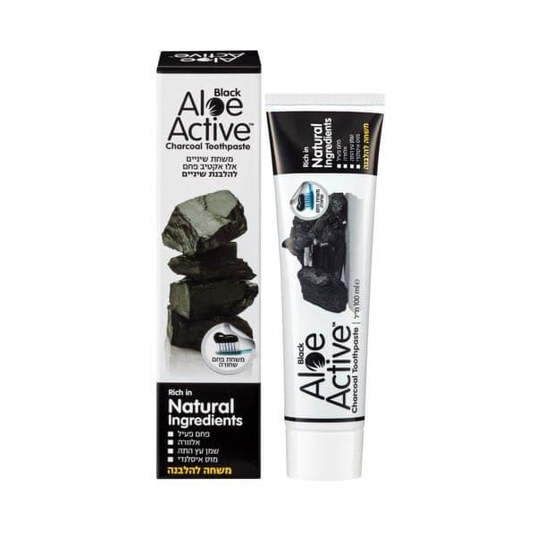 משחת שיניים | אלוה אקטיב | עם פחם להלבנת שיניים ALOE ACTIVE CHAROC| AL | מל 100