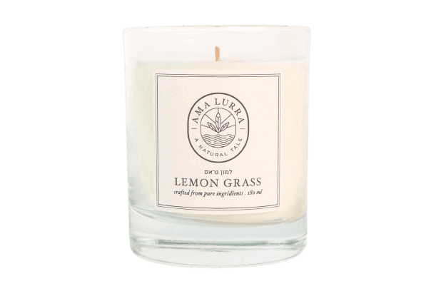 נר שמן למון גראס | שעוות צמחיות | ללא פרפין בריח חמצמץ לימוני