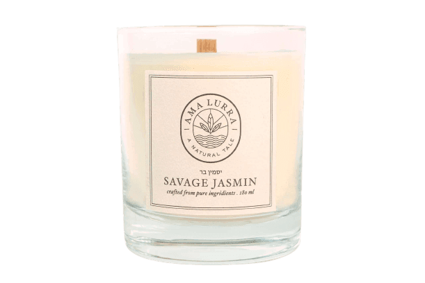 נר שמן יסמין | אינו מכיל פרפין | המכיל שמנים צמחיים ושעוות | כמות 180 מל