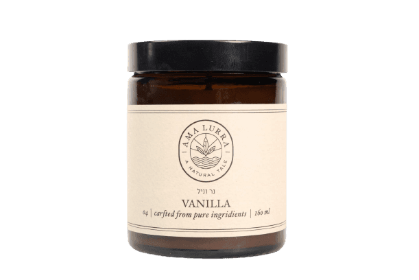 נר וניל קטן | ריח מתקתק ועדין מאוד | שעווה צמחית ללא פראפין | 160 מל