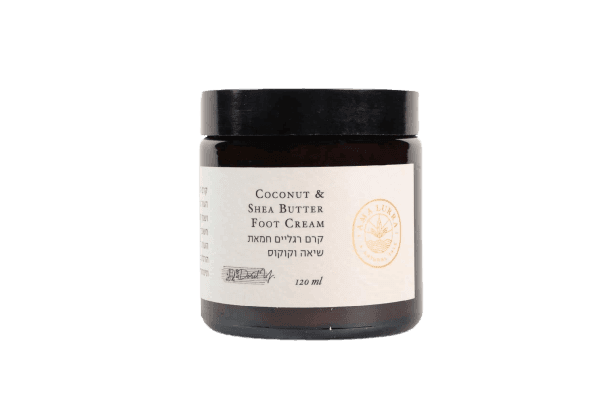קרם רגליים טבעי חמאת שיאה וקוקוס | לעור יבש בכפות הרגליים | מיועד לריכוך והזנה של שכבות עור קשות | עשיר בשמנים מזינים וחמאת שיאה | מכיל 120 מל