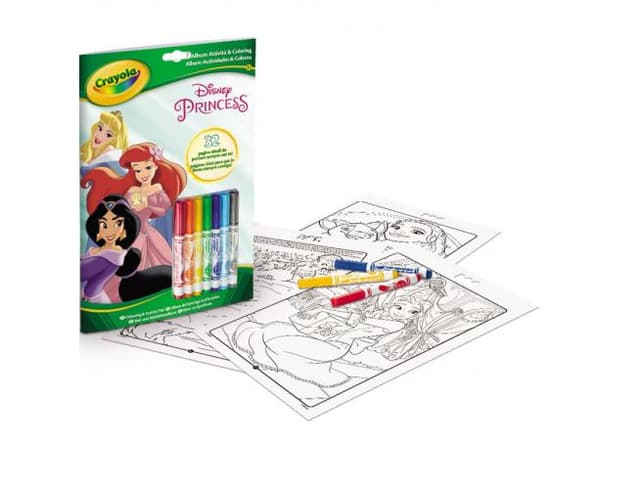 32 דפי צביעה ויצירה נסיכות דיסני כולל 7 טושים