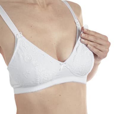 חזיית הנקה כותנה בצבע לבן עם תחרה - Nursing Cotton Bra White