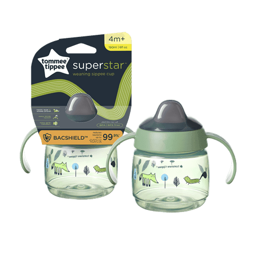 כוס אימון ירוקה 190 מ"ל לפעוטות 4m+ עם פיה חסינת דליפות Tommee Tippee Superstar Sippee