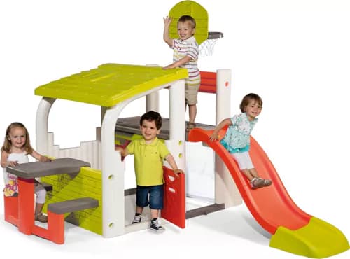 מרכז פעילות לילדים הכולל מגלשה שולחן פיקניק ומשחקי כדור מבית Smoby תוצרת צרפת