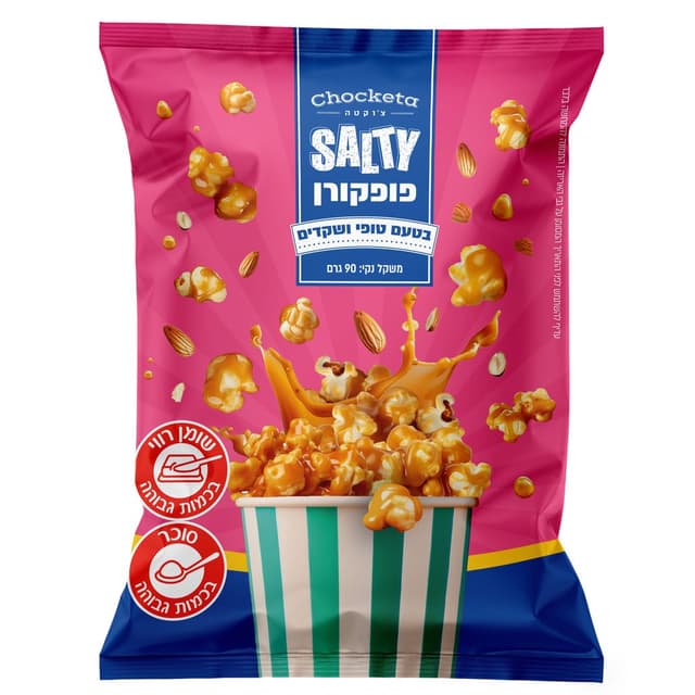 צ'וקטה - פופקורן בטעם טופי ושקדים 90 גרם