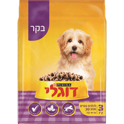 דוגלי - מזון לכלבים בוגרים מגזע קטן בקר 3 ק"ג