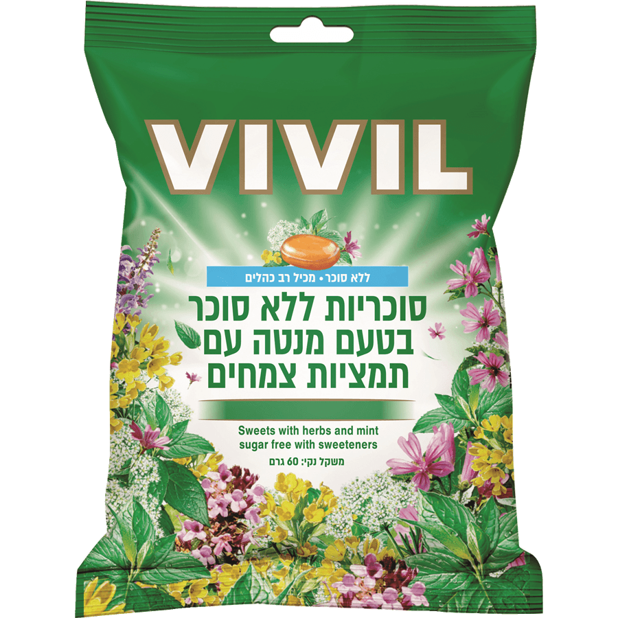 ויויל - סוכריות ללא סוכר מנטה 60 גרם