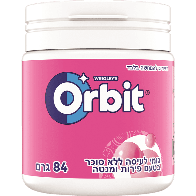 אורביט - מסטיק פירות ומנטה בבקבון 84 גרם