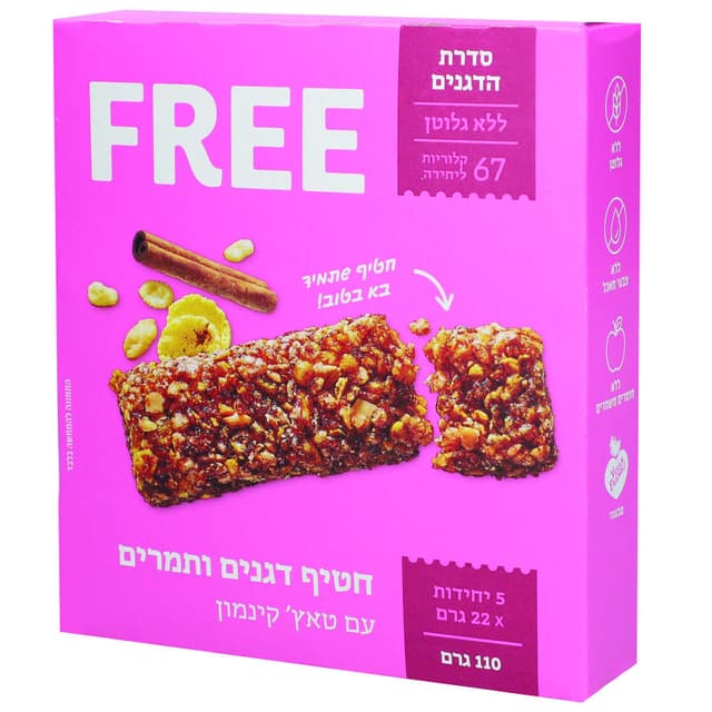 פרי - חטיף דגנים תמרים וקינמון 20 גרם * חמישייה