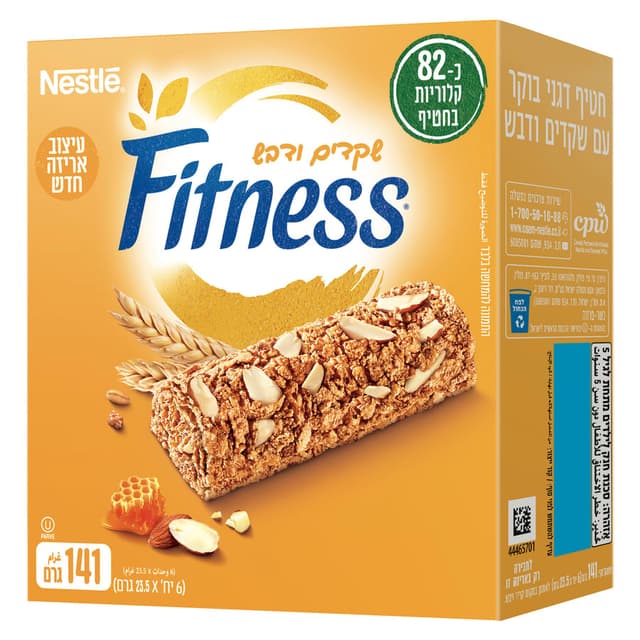 פיטנס חטיף דגנים שקדים ודבש פרווה 6*23ג