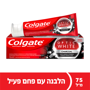 קולגייט - משחת שיניים אופטיק וייט פחם 75 מ"ל