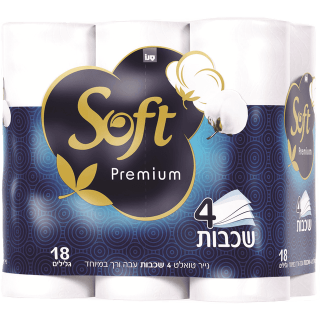סנו - סופט נייר טואלט פרימיום 4 שכבות 18 גלילים