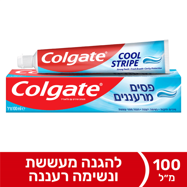 קולגייט - משחת שיניים אדומה ג'ל פסים מרעננים 100 מ"ל