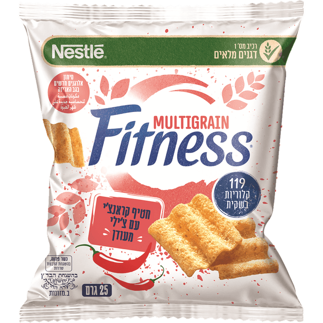 פיטנס - חטיף מולטיגריין צילי מעודן 25 גרם