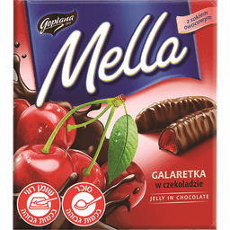 עוגיות בטעם דבדבן מצופה שוקולד ג'ילי 190 ג' mella goplana
