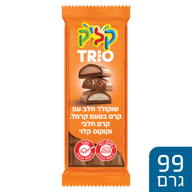 קליק - טריו טבלאת שוקולד קרמל 100 גרם