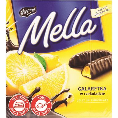 עוגיות בטעם לימון מצופה שוקולד ג'ילי 190 ג' mella goplana